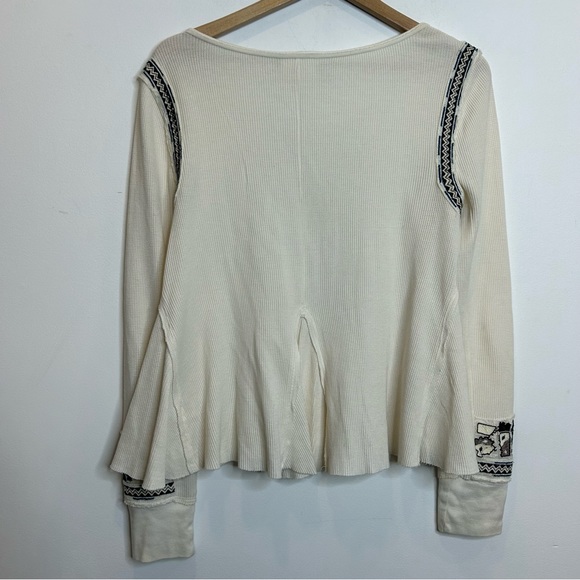 Free People FP X Marion Embroidered Thermal Long Sleeve Shirt Cream - Picture 7 of 9